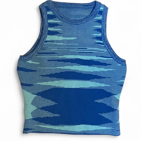 Blue and Teal Patterned Tank Top - Picture 1 of 6